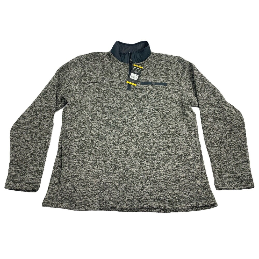 Eddie Bauer Mens 1/4 Zip Fleece Pullover Gray NWT Zipper Pocket Size Medium